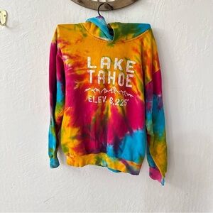 Lake Tahoe Tie Dye Pull Over Sweater YOUTH XL women’s Small